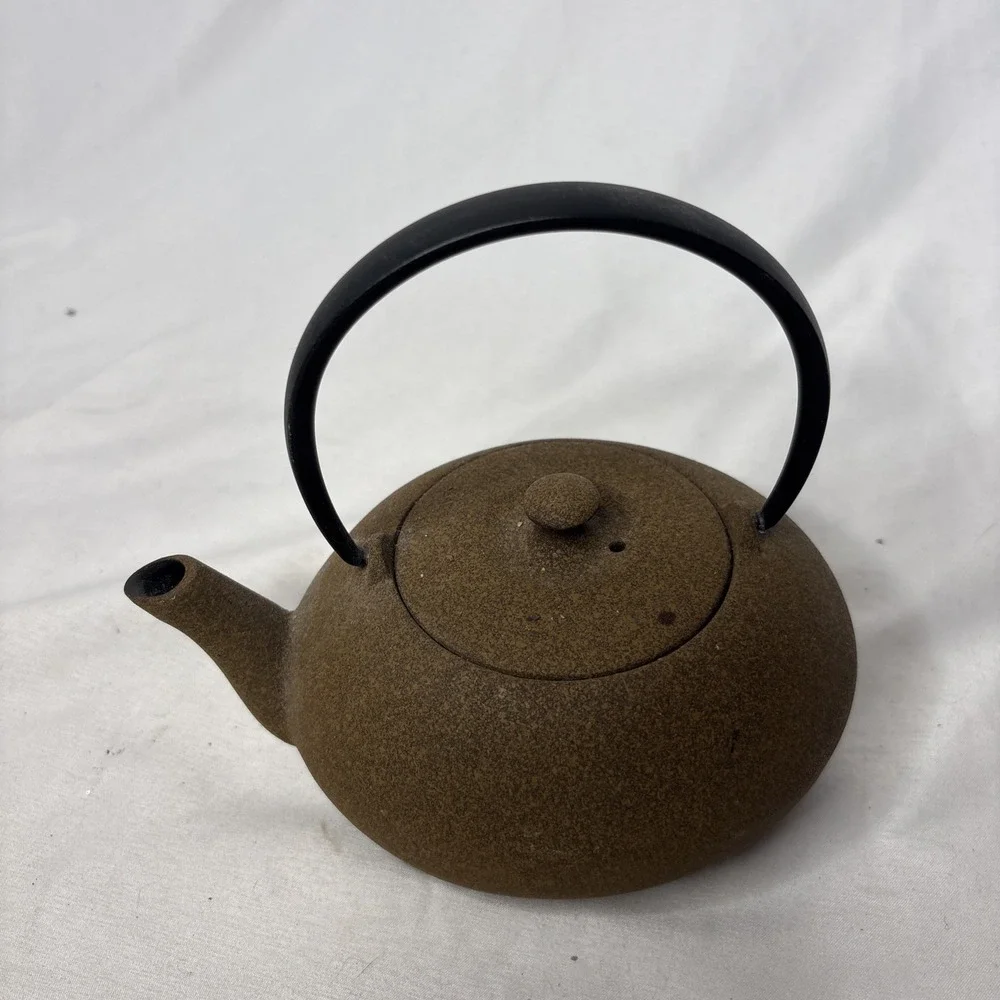 Vtg Japanese Wazuqu Kikuchi Hojudo Cast Iron Teapot Fuku Brown Kyusu